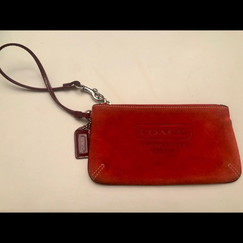 Red Leather Coach Wristlet